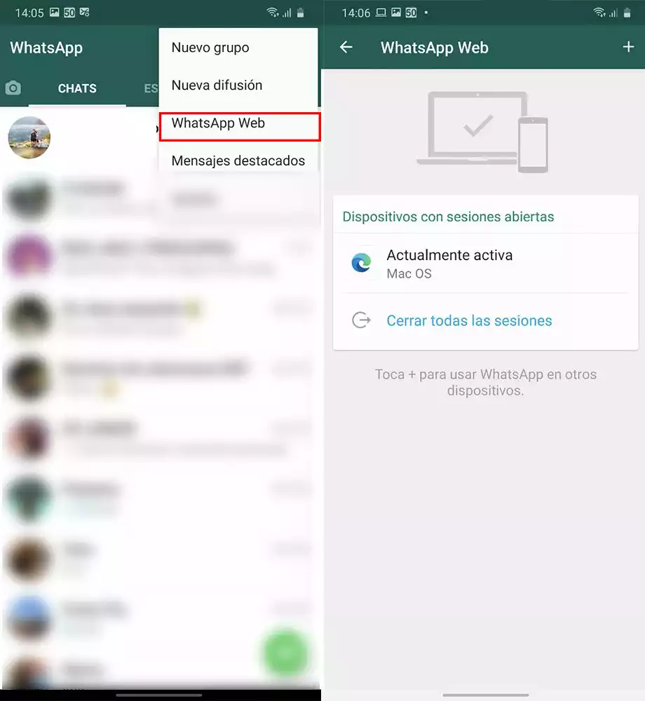 Cerrar secciones whatsapp bomtopia